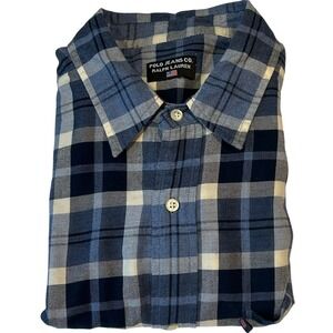 Vintage POLO Jeans Co. Ralph Lauren Long Sleeve Blue Plaid Cotton Shirt Large